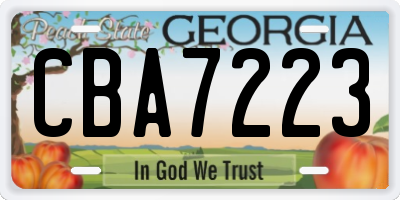 GA license plate CBA7223