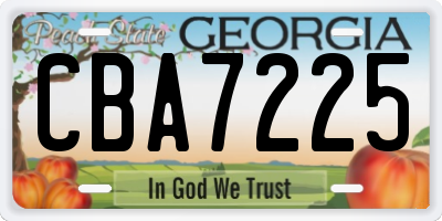 GA license plate CBA7225