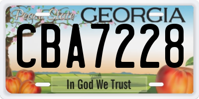 GA license plate CBA7228