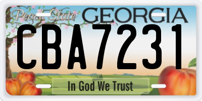 GA license plate CBA7231