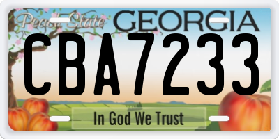 GA license plate CBA7233