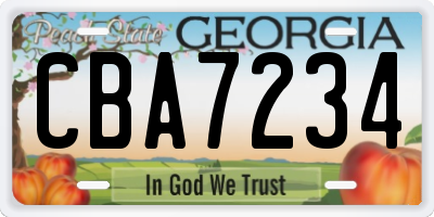 GA license plate CBA7234