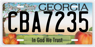 GA license plate CBA7235