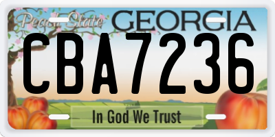 GA license plate CBA7236