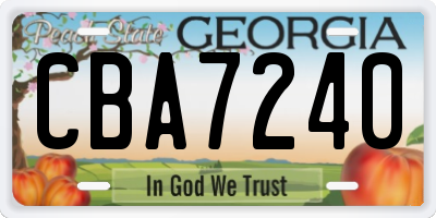 GA license plate CBA7240