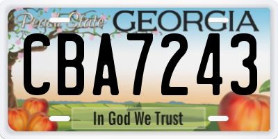 GA license plate CBA7243