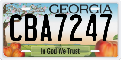 GA license plate CBA7247