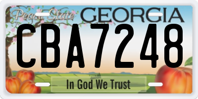 GA license plate CBA7248