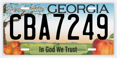 GA license plate CBA7249