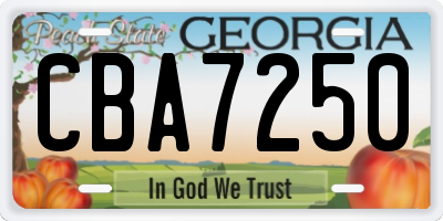 GA license plate CBA7250
