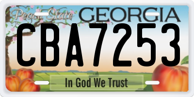 GA license plate CBA7253