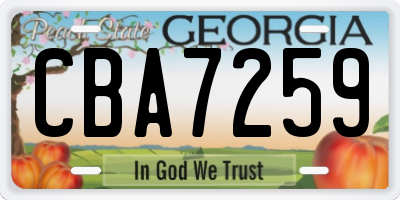 GA license plate CBA7259