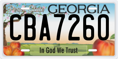 GA license plate CBA7260