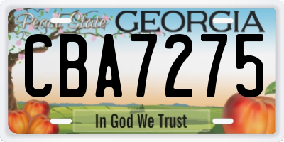 GA license plate CBA7275