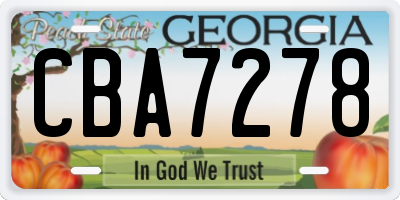 GA license plate CBA7278