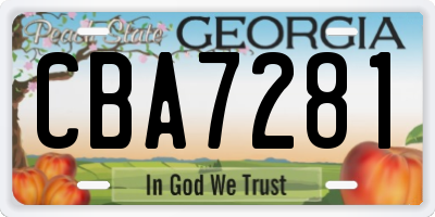 GA license plate CBA7281