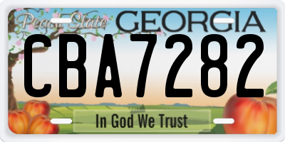 GA license plate CBA7282