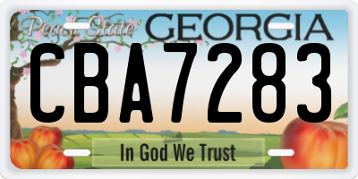 GA license plate CBA7283