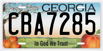GA license plate CBA7285