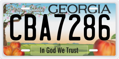 GA license plate CBA7286