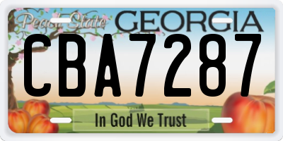 GA license plate CBA7287
