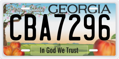 GA license plate CBA7296