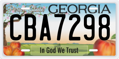 GA license plate CBA7298