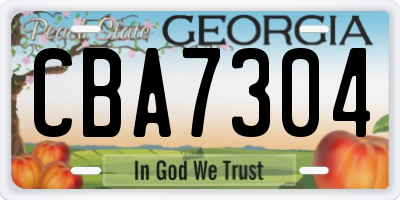 GA license plate CBA7304