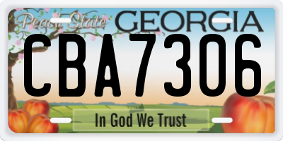 GA license plate CBA7306