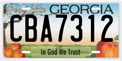 GA license plate CBA7312