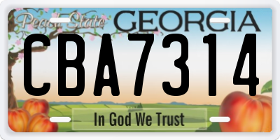 GA license plate CBA7314