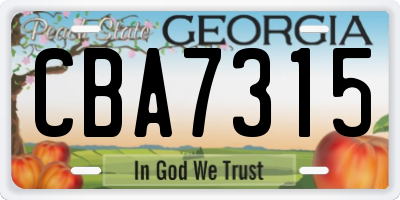 GA license plate CBA7315