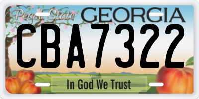 GA license plate CBA7322