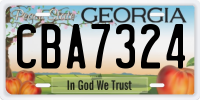 GA license plate CBA7324