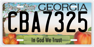 GA license plate CBA7325