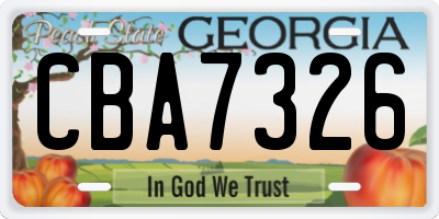GA license plate CBA7326