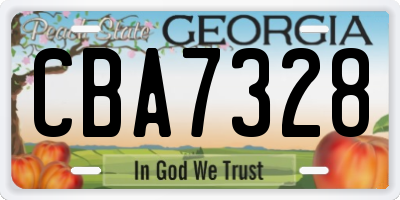 GA license plate CBA7328