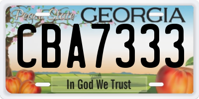 GA license plate CBA7333