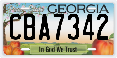 GA license plate CBA7342
