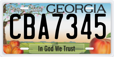 GA license plate CBA7345