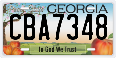 GA license plate CBA7348