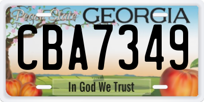 GA license plate CBA7349