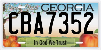 GA license plate CBA7352