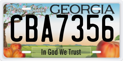 GA license plate CBA7356