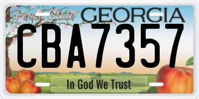 GA license plate CBA7357