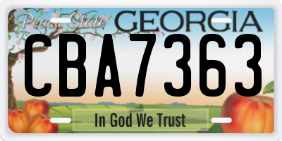 GA license plate CBA7363