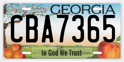 GA license plate CBA7365