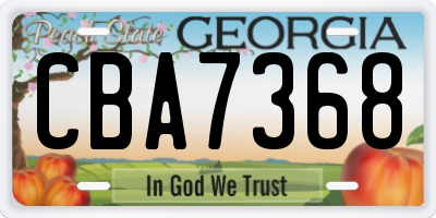 GA license plate CBA7368