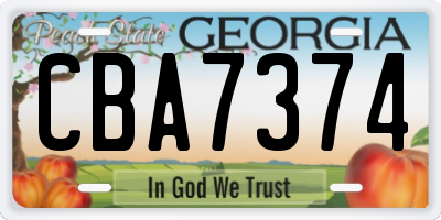 GA license plate CBA7374