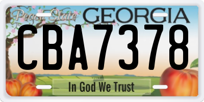 GA license plate CBA7378